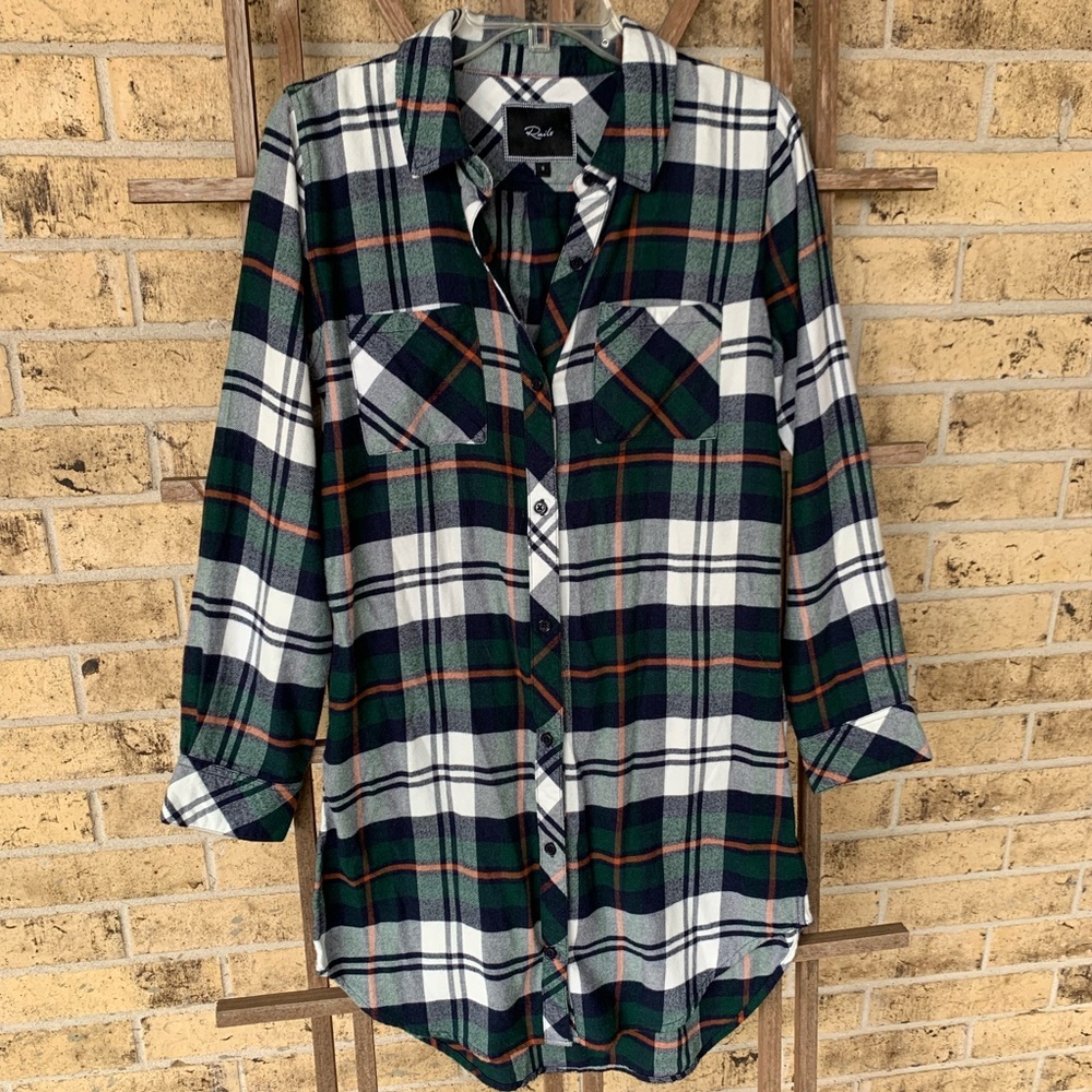 Rails Plaid 3/4 Sleeve Button Down Tunic Dress - image 2